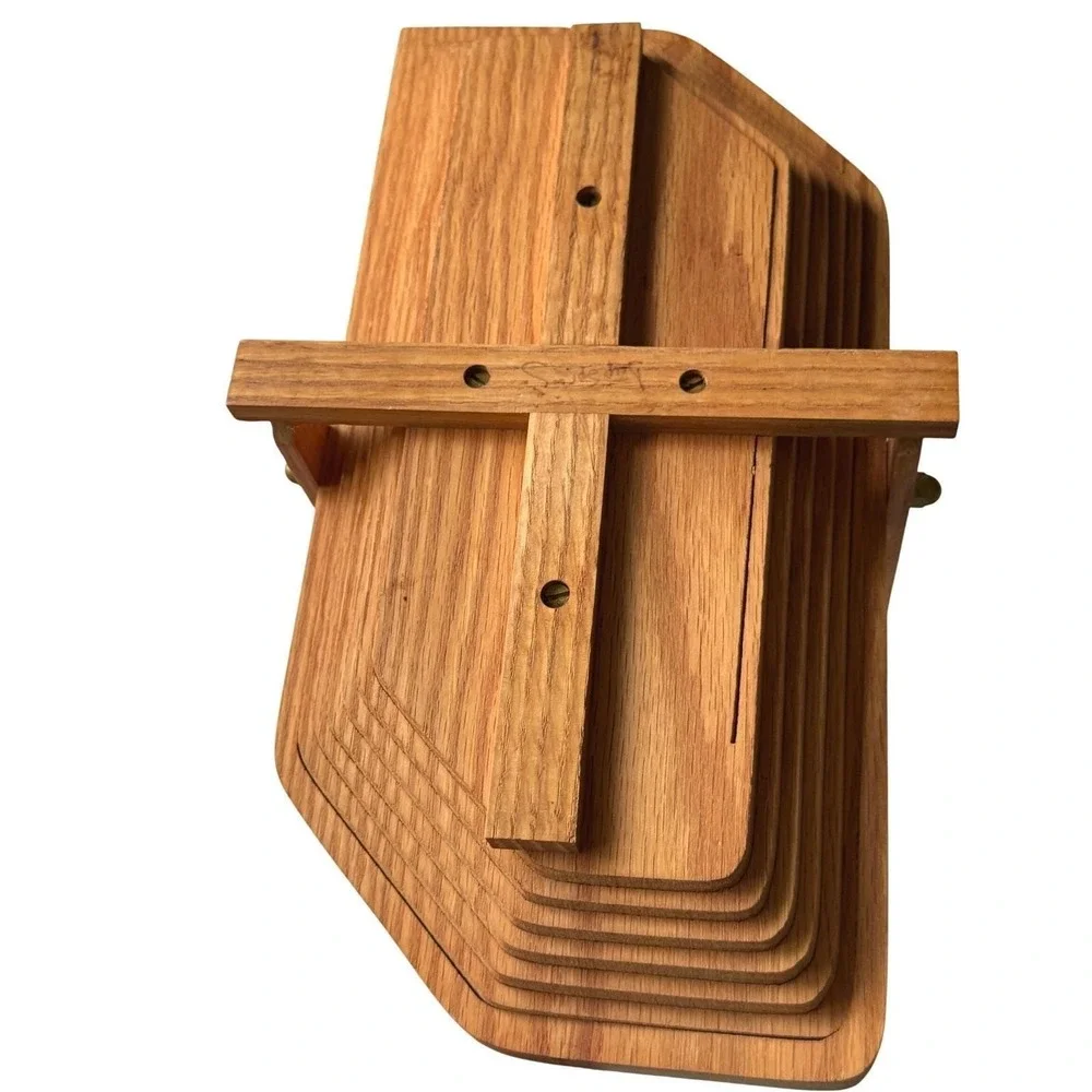 Handcrafted Oak Wood Trug Basket Signed Studio Craft Brass Hardware Cottagecore